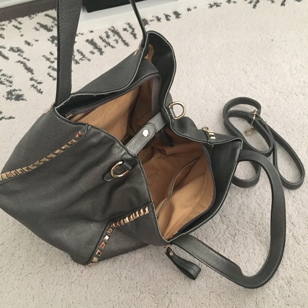 Pewter bag with gold studs - Picture 3 of 8